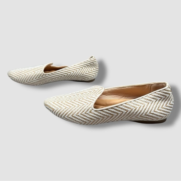 Birdies Heron Woven Loafers Size 7 Chevron Chai White Tan Closed Toe - Picture 3 of 12